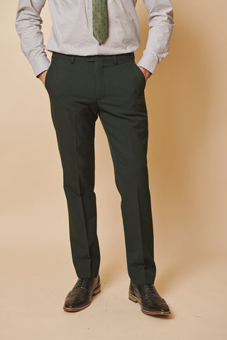BROMLEY - Olive Green Check Trousers