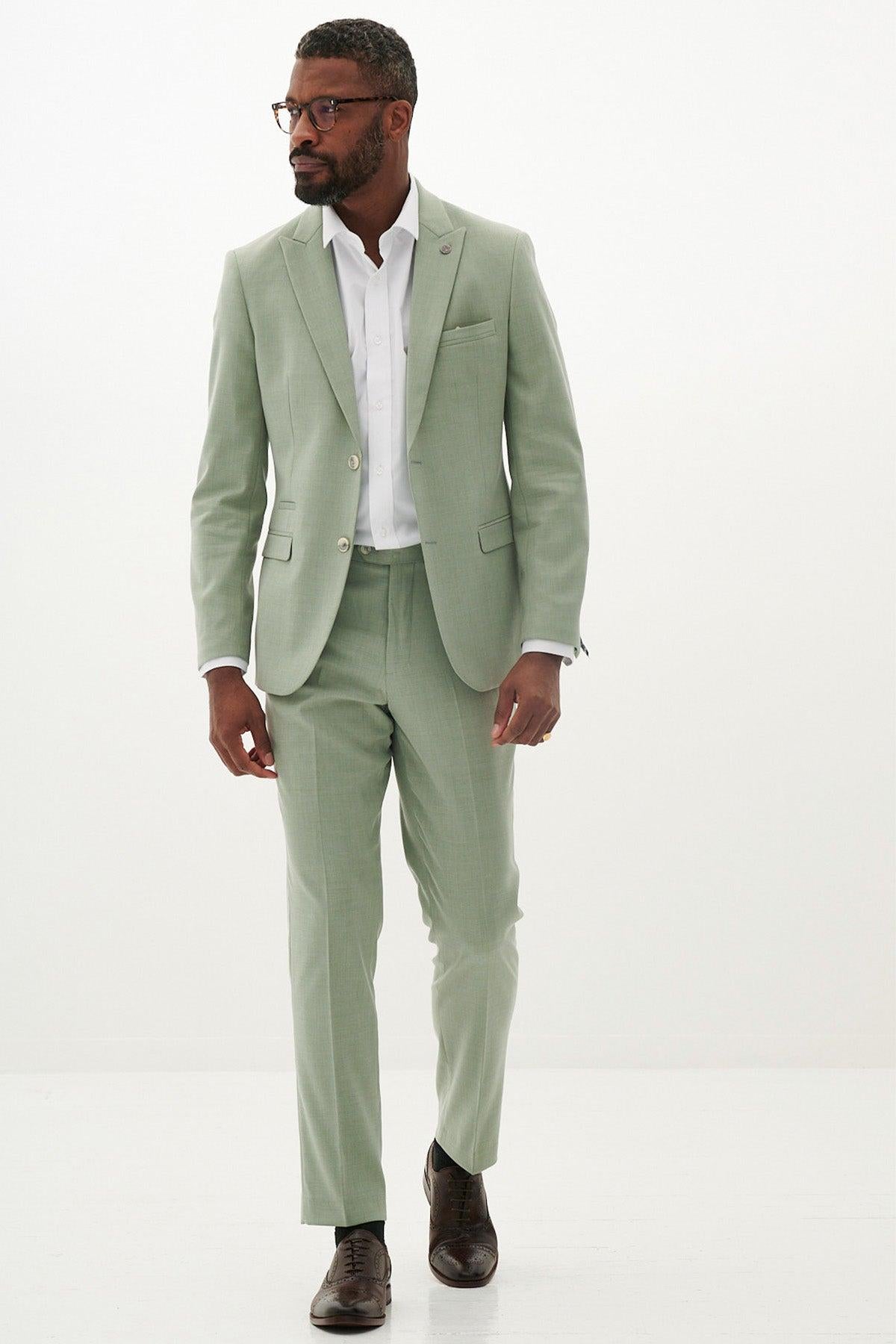 Finley Light Green Two Piece Summer Suit | Marc Darcy