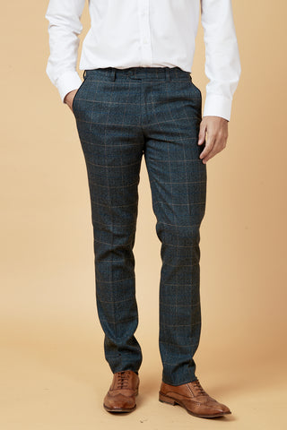 SCOTT - Blue Check Tweed Trousers