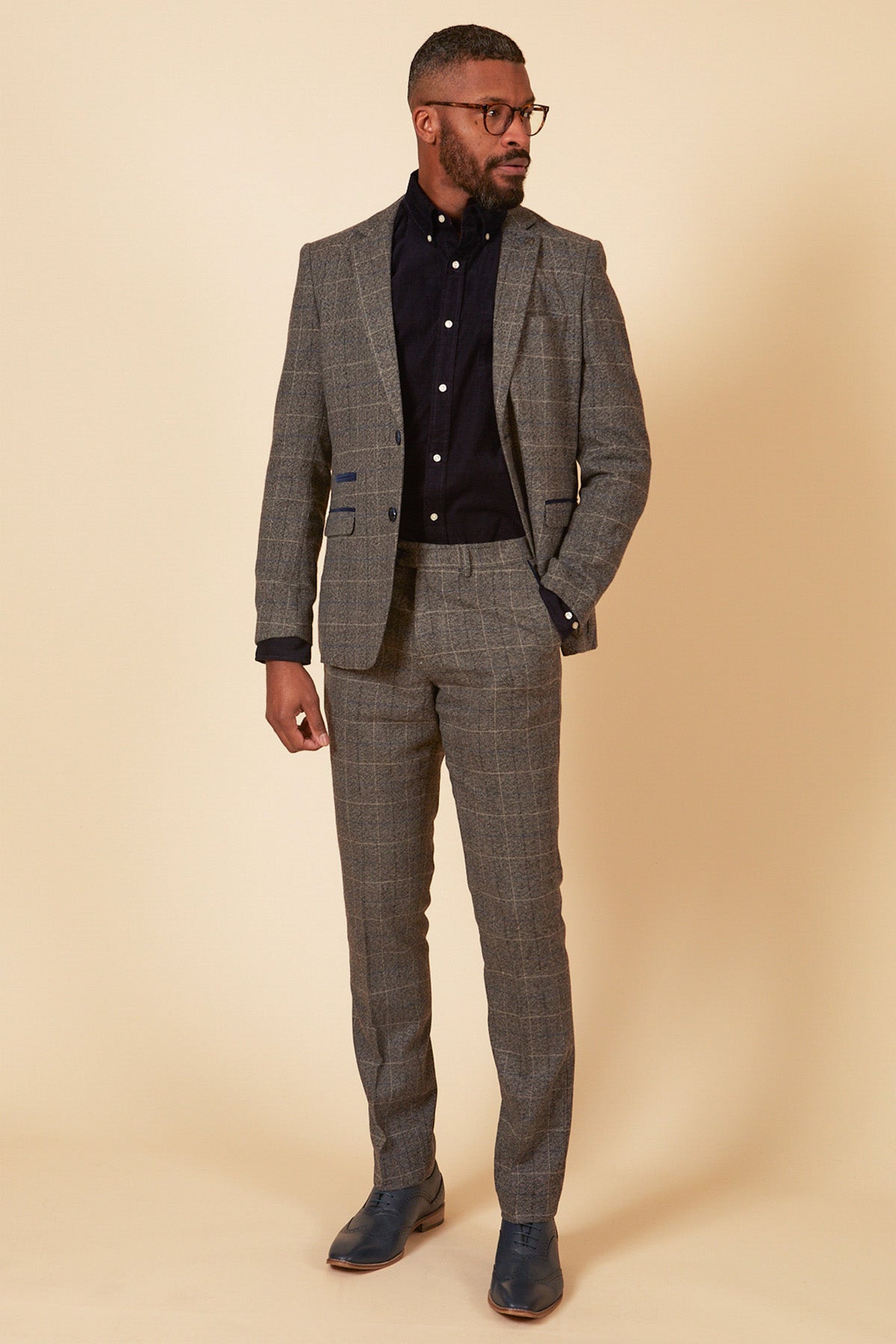 SCOTT Grey Tweed Check Two Piece Suit