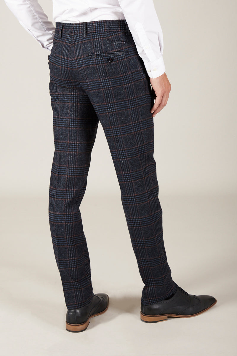 LUCA - Navy Check Tweed Trousers – Marc Darcy