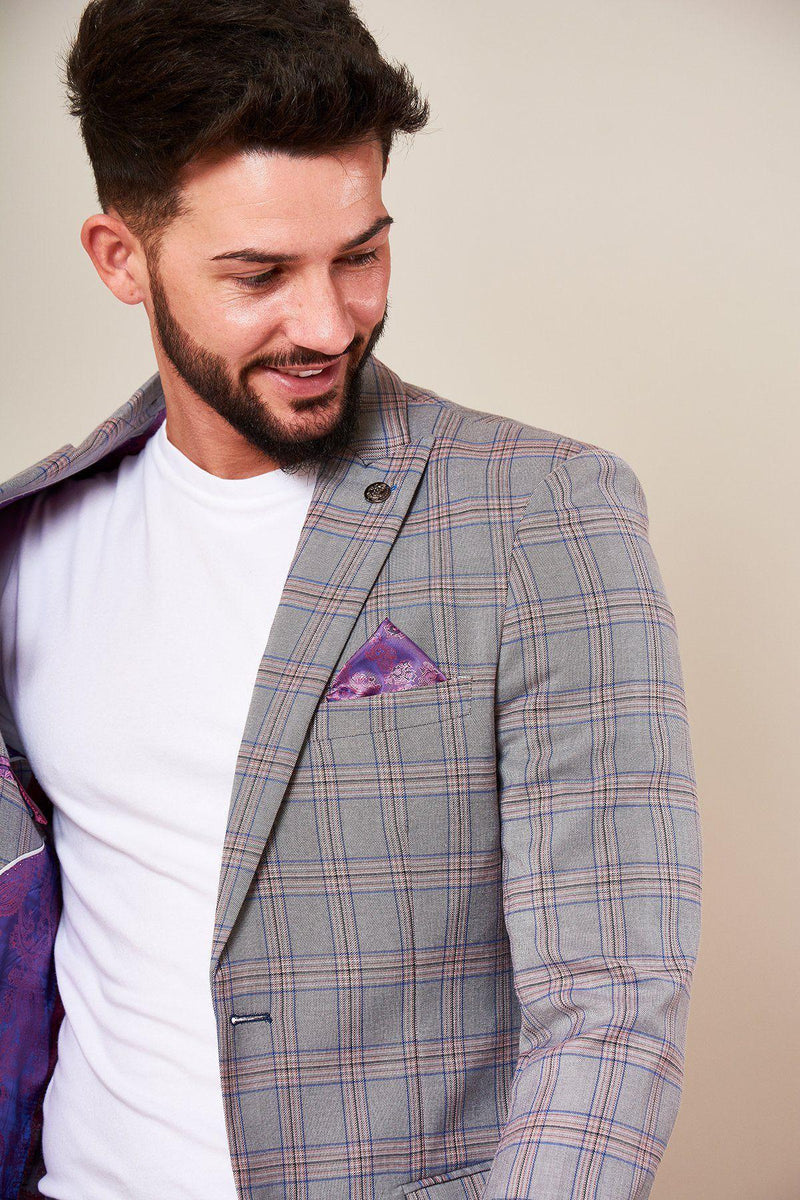 Pink shirt grey on sale blazer