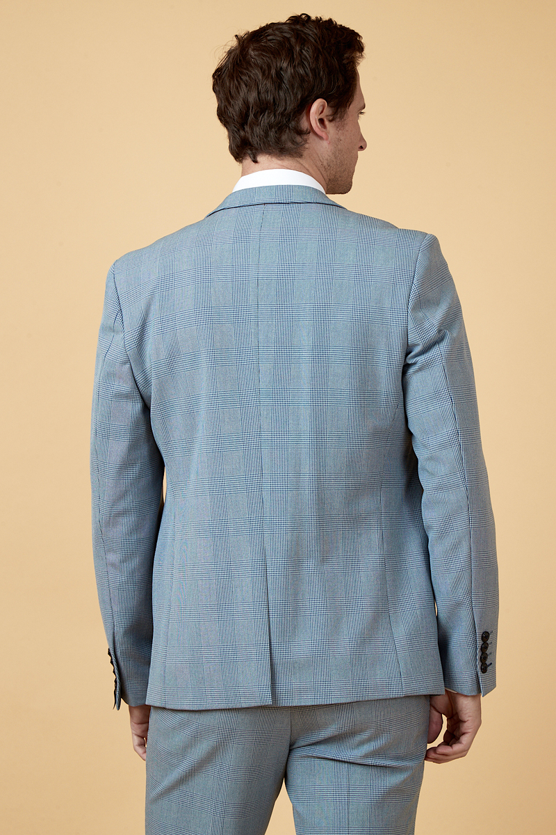 Bromley Sky Blue Check Three Piece Suit