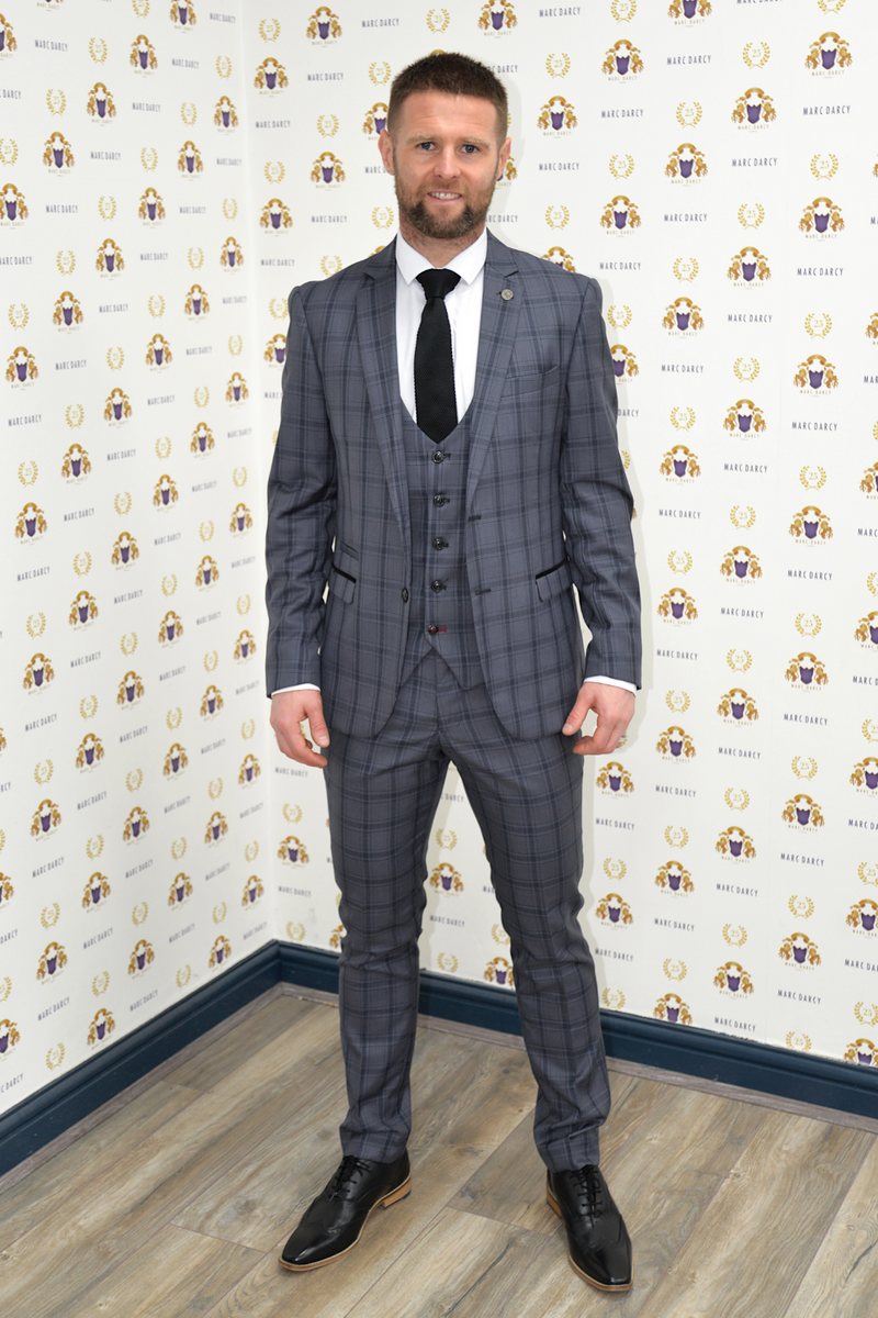 Black check online suit trousers