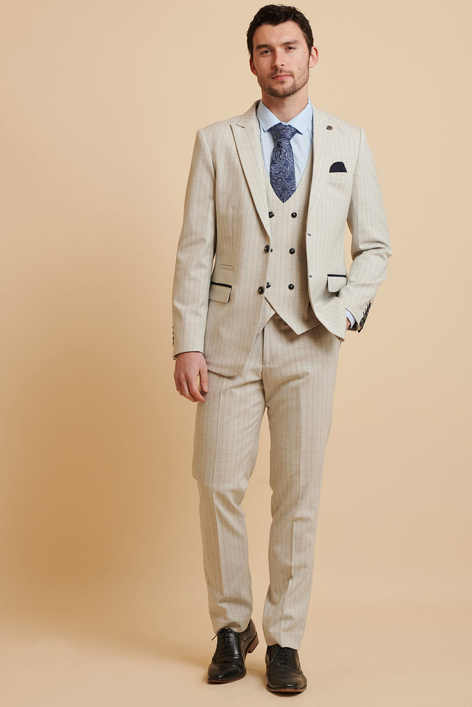 BROMLEY - Stone Check Three Piece Suit – Marc Darcy
