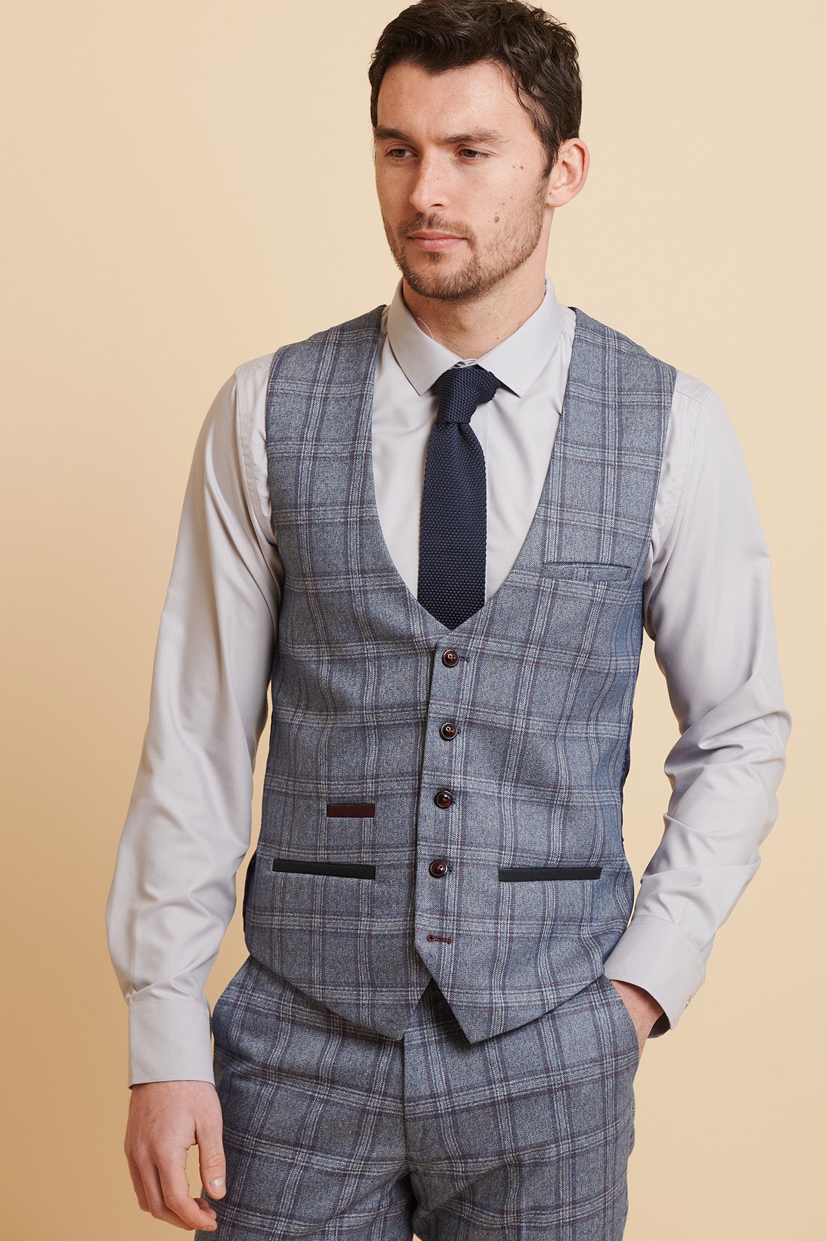 ABBOTT Blue Tweed Check Waistcoat