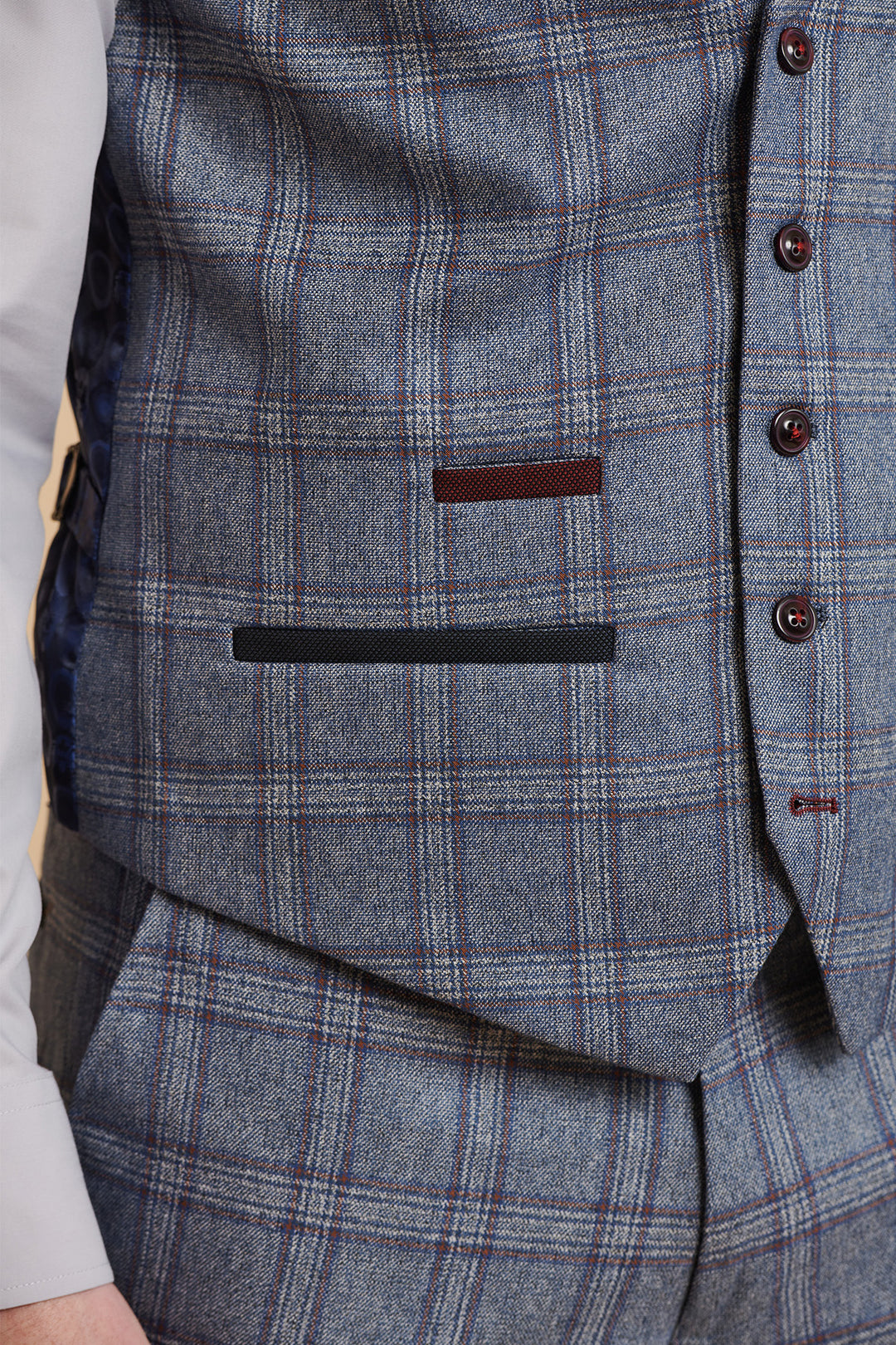 ABBOTT - Blue Tweed Check Three Piece Suit