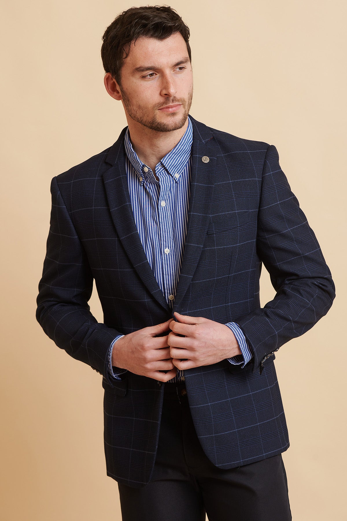 EDINSON - Navy Sky Check Blazer – Marc Darcy