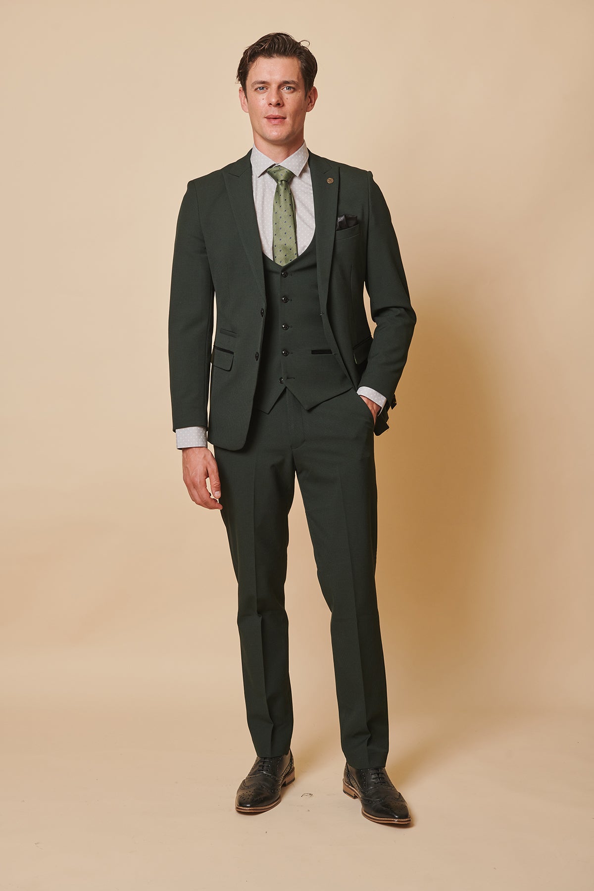 The Cardiff City F.C. Collection - BROMLEY Olive Green Check Suit As Worn By Karlan Grant