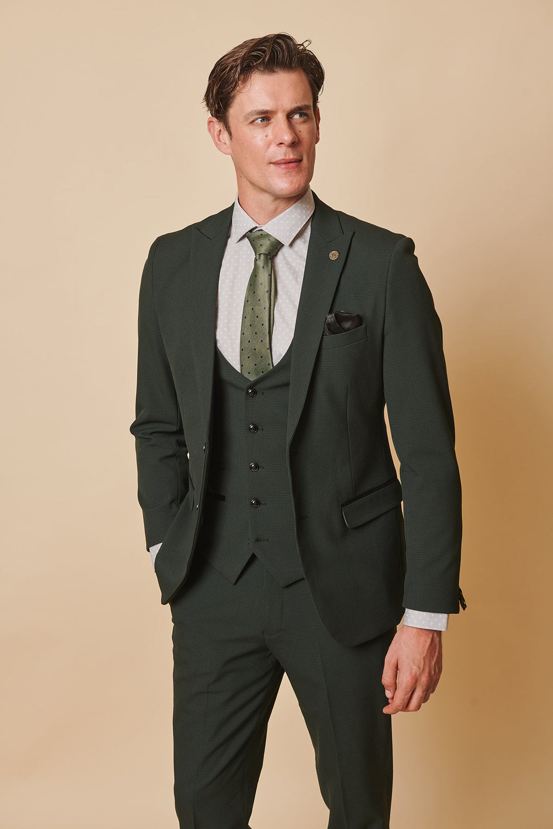 The Leicester City F.C. Collection - BROMLEY Olive Green Check Suit As Worn By Harry Winks