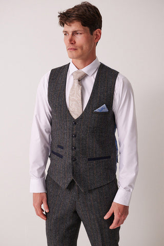 DOMINIC - Blue Grey Tweed Waistcoat