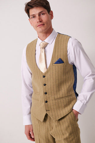 HANSON - Moss Tweed Pinstripe Waistcoat