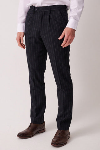 HANSON - Navy Tweed Pinstripe Trousers