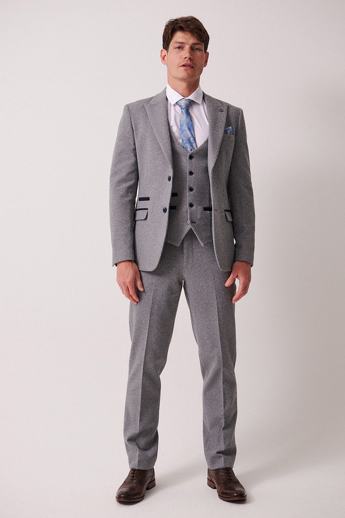 Light Grey Three Piece Suit | Marc Darcy Menswear