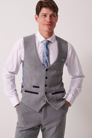 HAYDEN - Silver Blue Crossweave Waistcoat