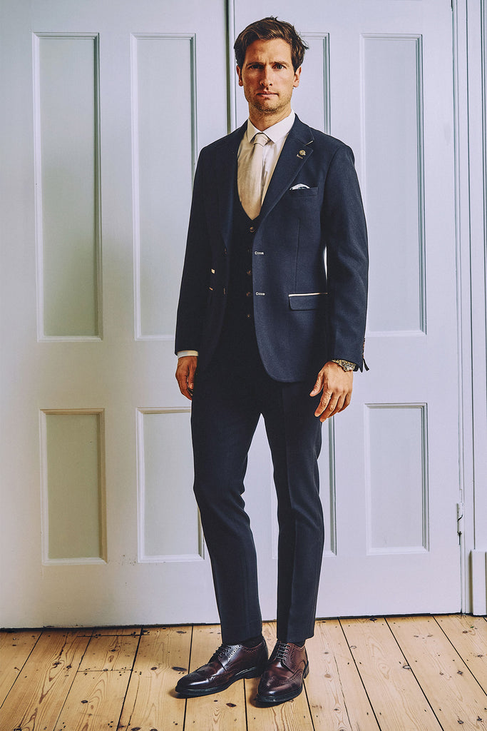 MD7 Navy Blue Three Piece Suit