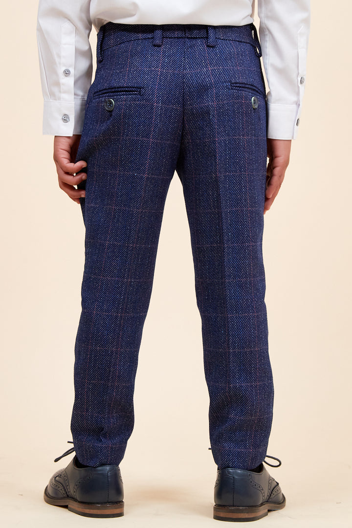 HARRY - Childrens Indigo Tweed Check Three Piece Suit