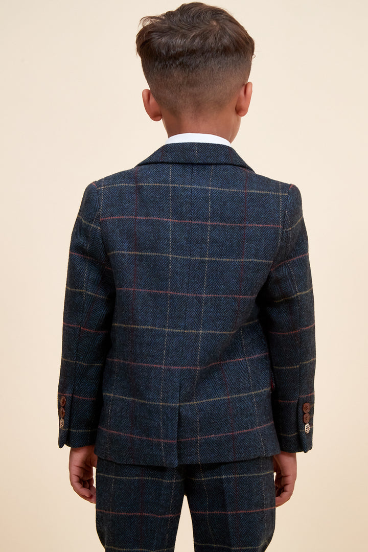 ETON - Children's Navy Blue Tweed Check Three Piece Suit