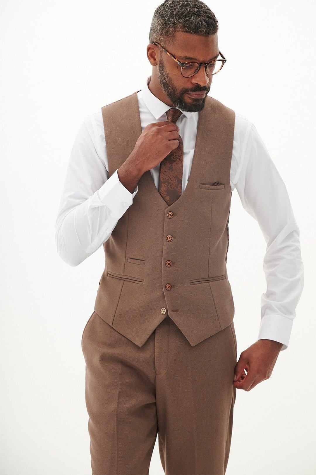 Single Breasted Waistcoat Brown Men's Waistcoat Marc Darcy