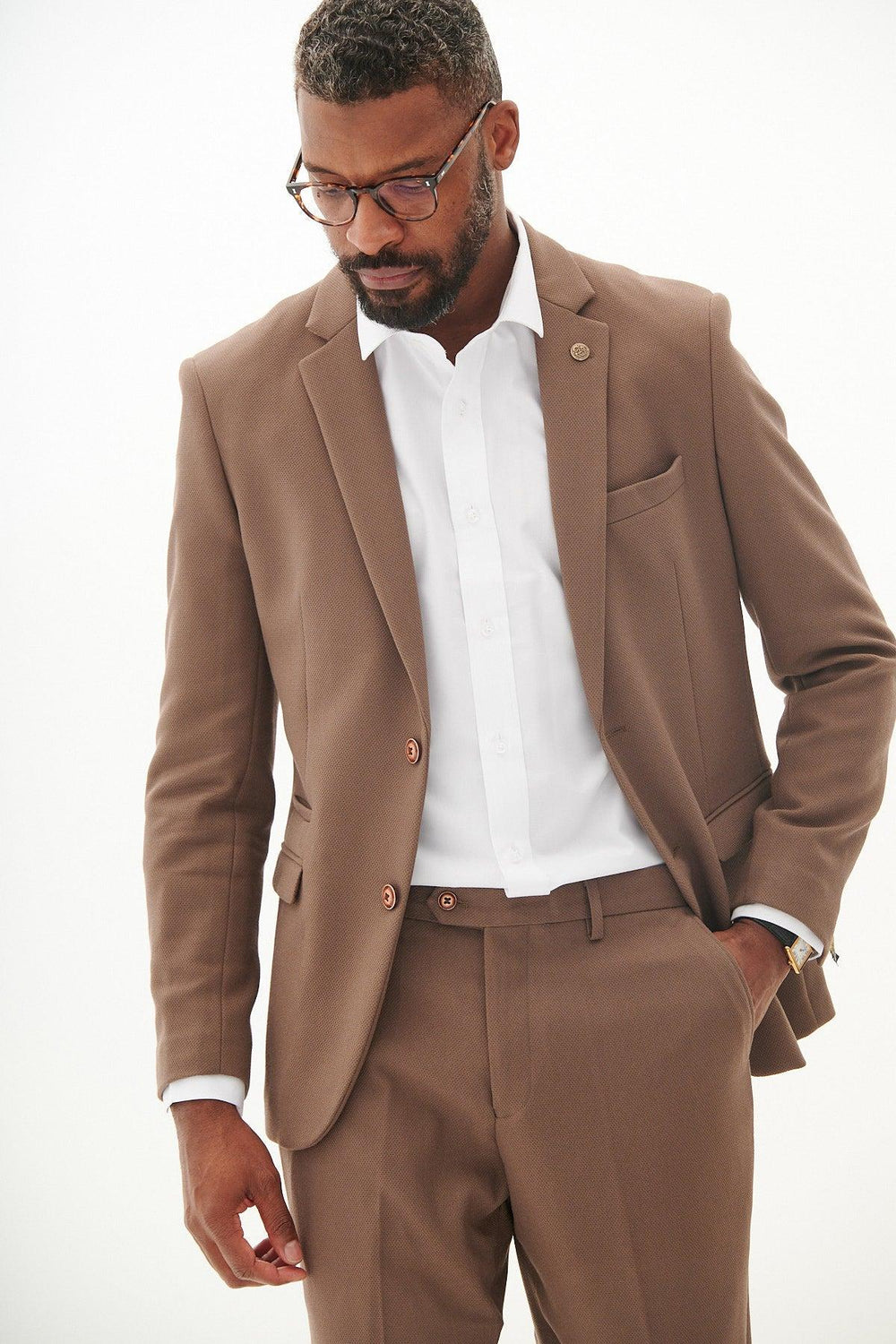 HM5 - Tan Blazer With HM5 Stone Waistcoat & Trousers