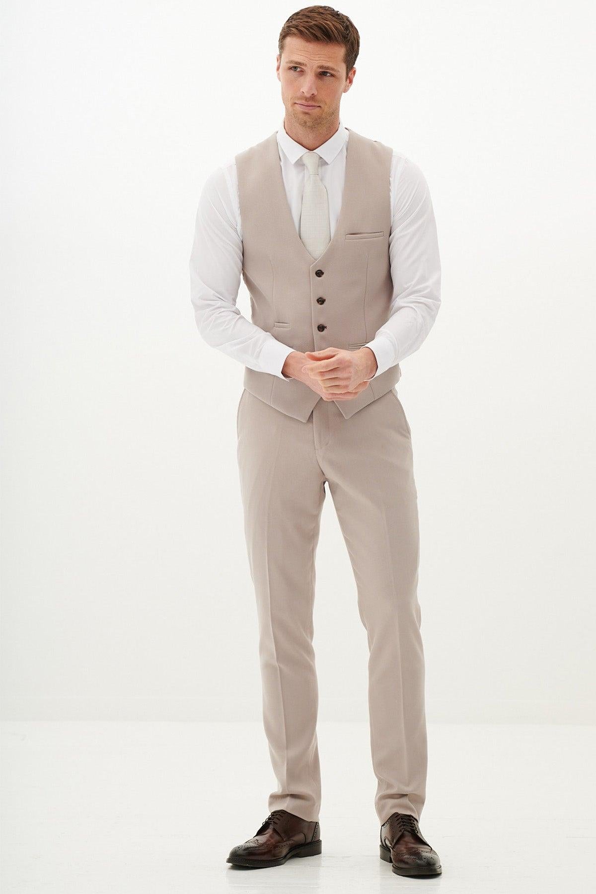 HM5 - Stone Single Breasted Waistcoat