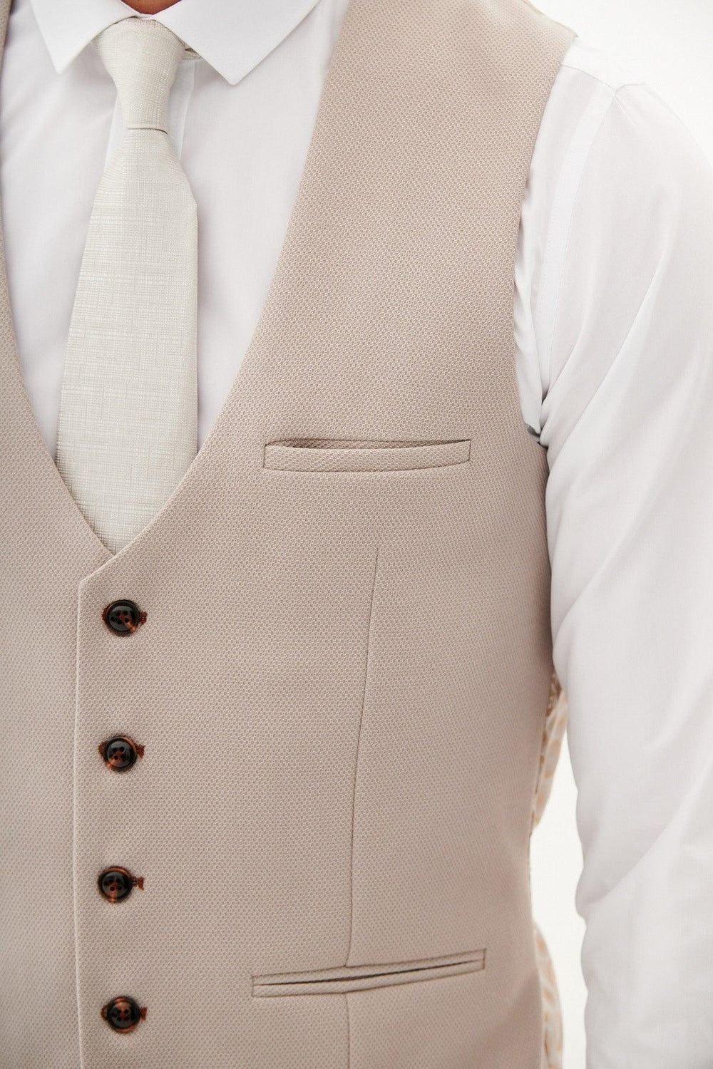 HM5 - Stone Single Breasted Waistcoat