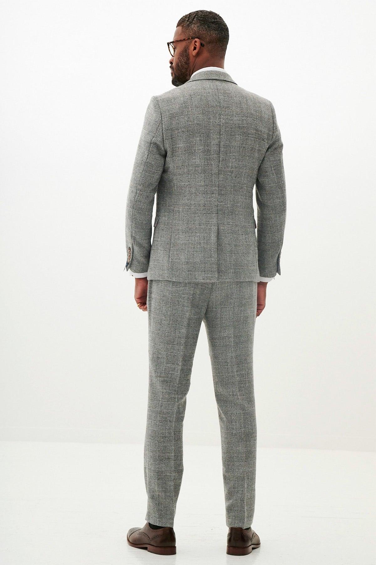 KRIS - Silver Grey Tweed Blazer with HM5 Stone Trousers