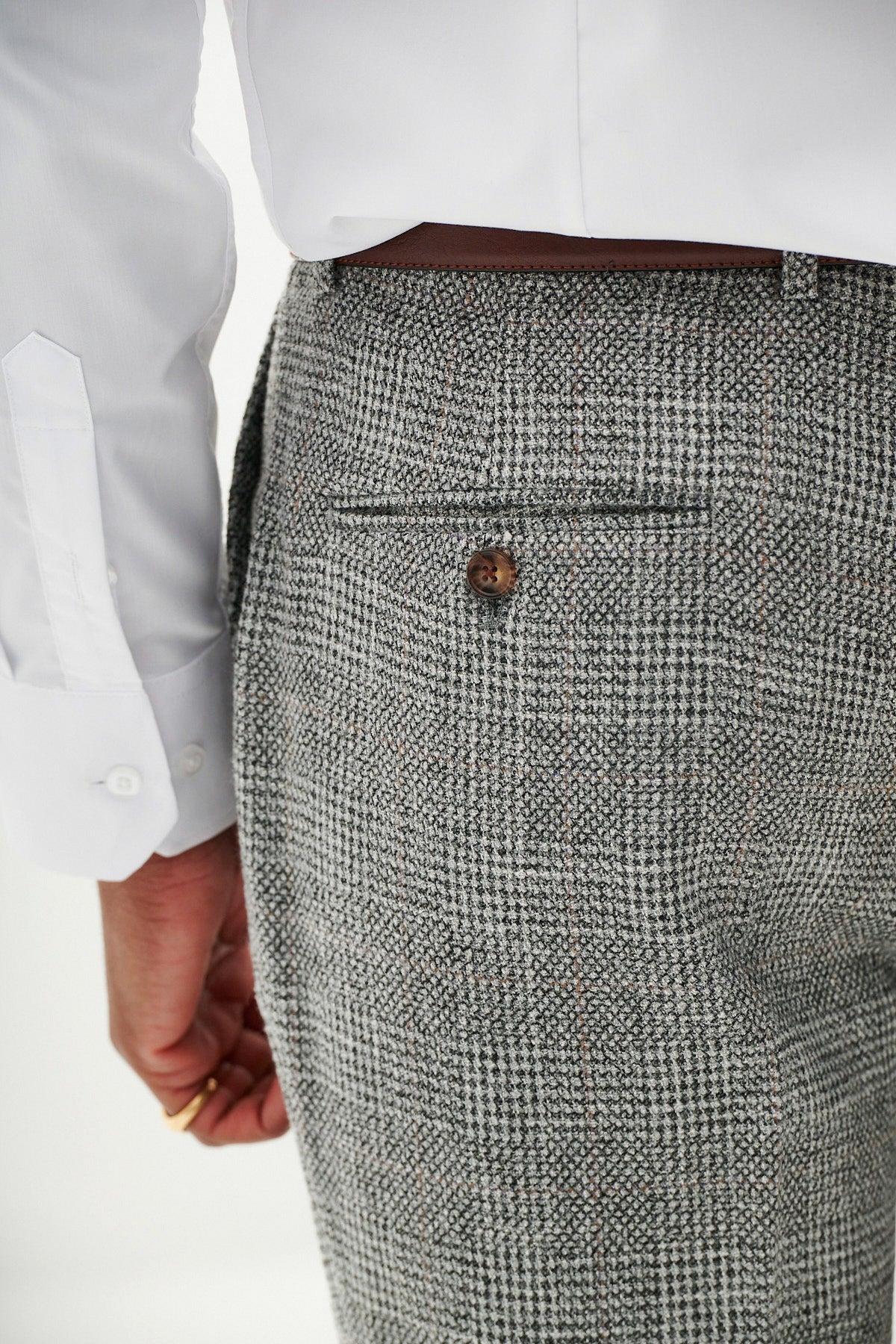 KRIS - Silver Grey Tweed Trousers