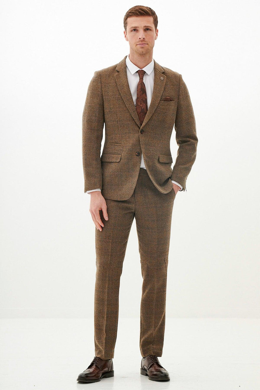The West Bromwich Albion F.C. Collection | KRIS Tan Tweed Suit As Seen On Jayson Molumby