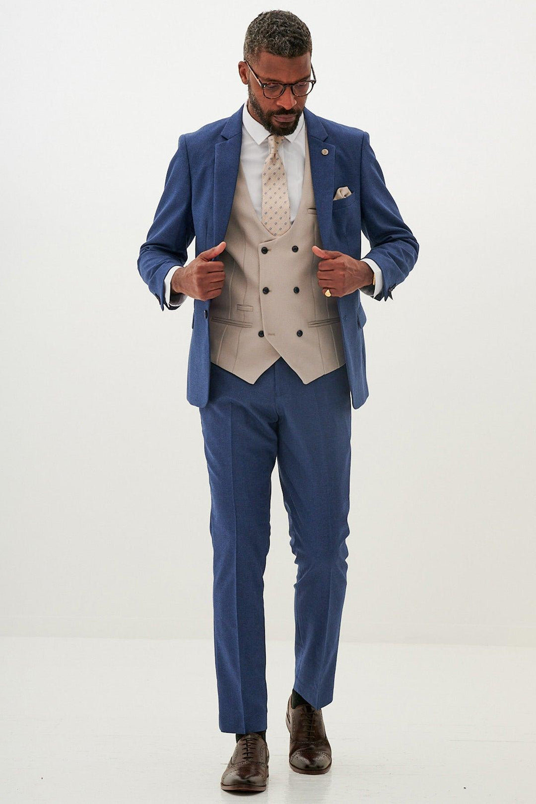 Navy Blue Suit With Different Colour Waistcoat ASHLEY Navy Blue