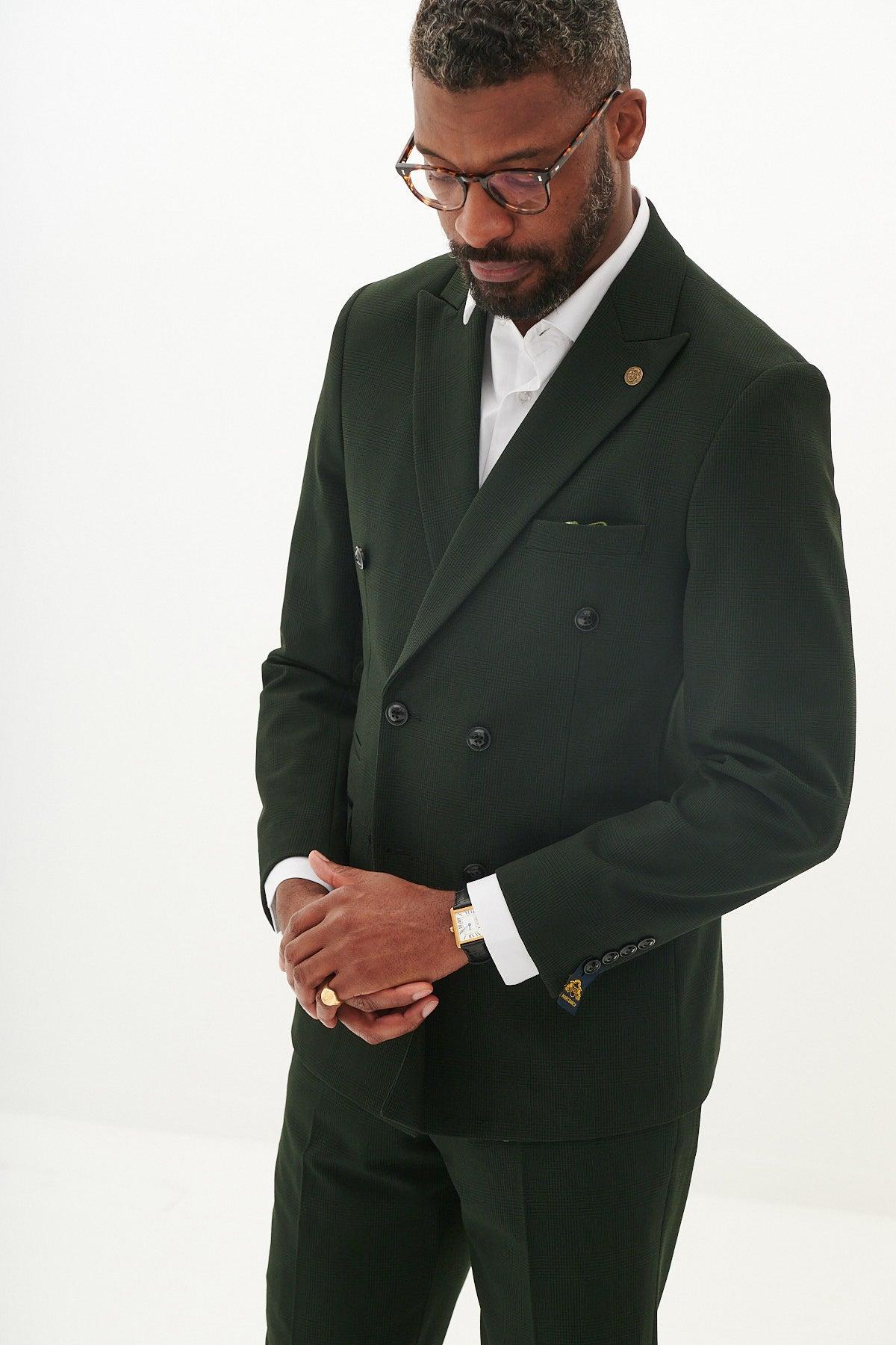 BROMLEY - Olive Green Double Breasted Two Piece Suit