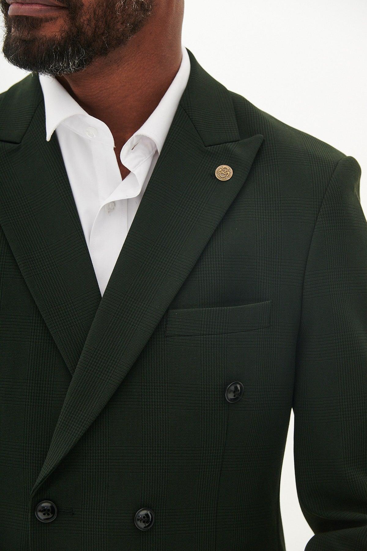 BROMLEY - Olive Green Double Breasted Two Piece Suit