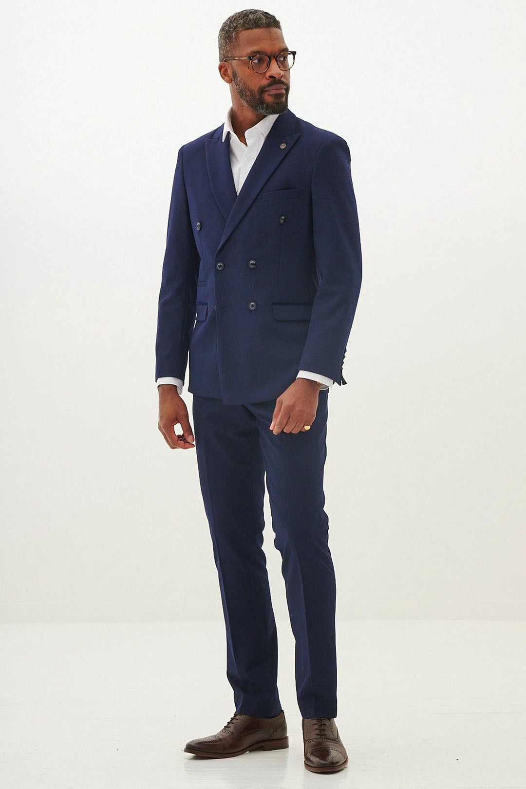 BROMLEY Navy Double Breasted Two Piece Suit – Marc Darcy