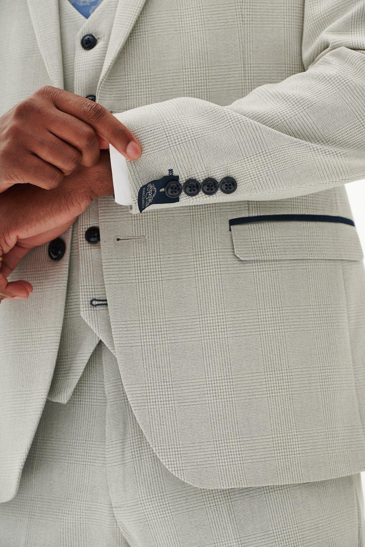 BROMLEY - Stone Check Two Piece Suit