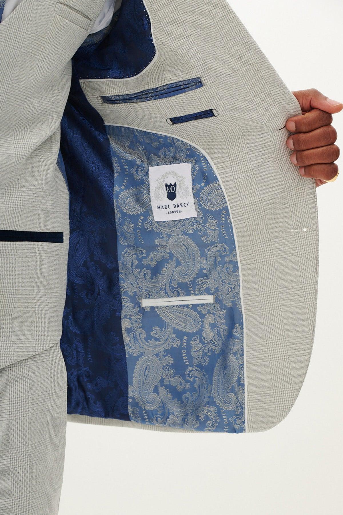 BROMLEY - Stone Check Two Piece Suit