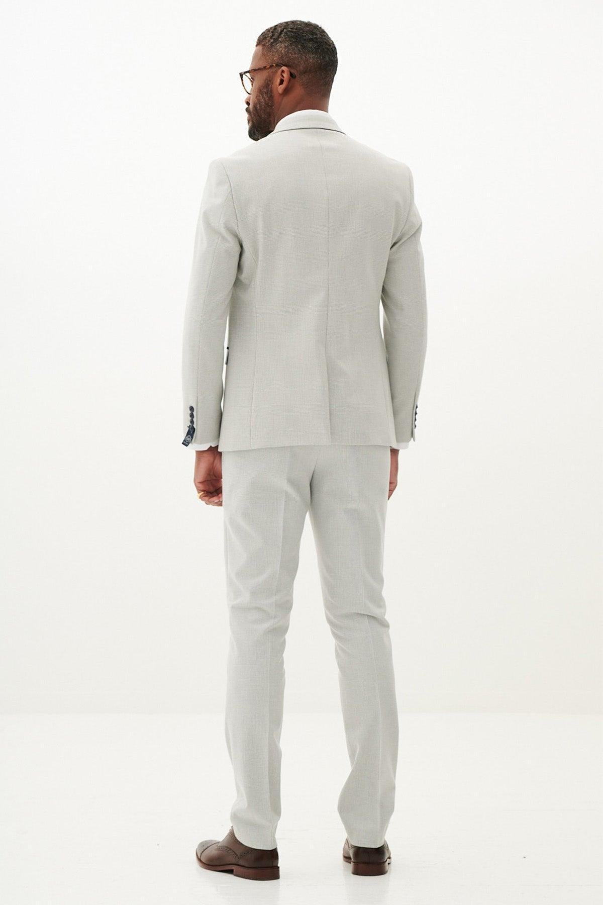 BROMLEY - Stone Check Two Piece Suit
