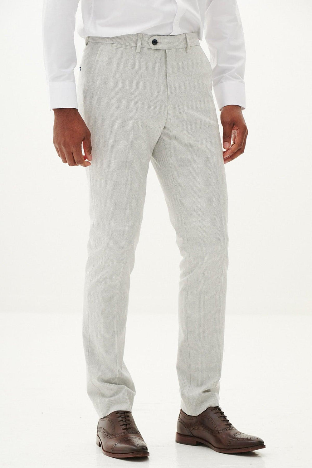 BROMLEY - Stone Check Trousers