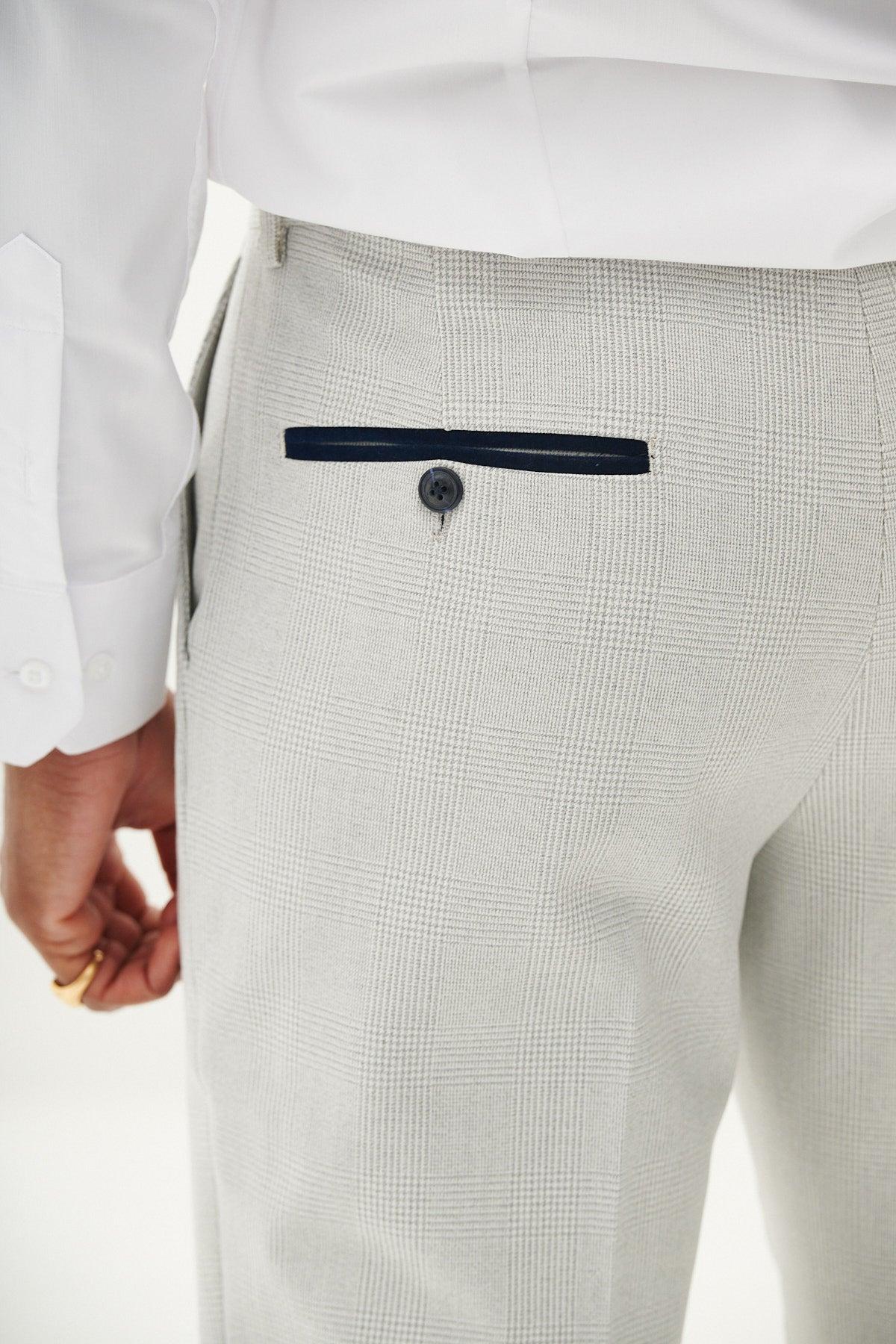 BROMLEY - Stone Check Two Piece Suit