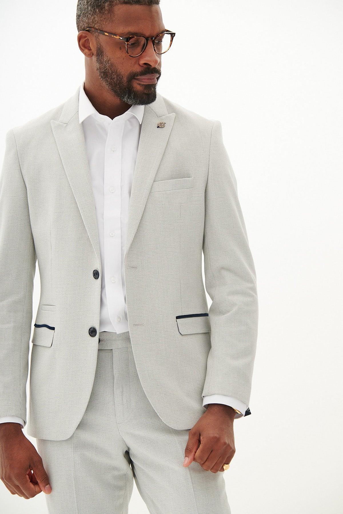 BROMLEY - Stone Check Two Piece Suit
