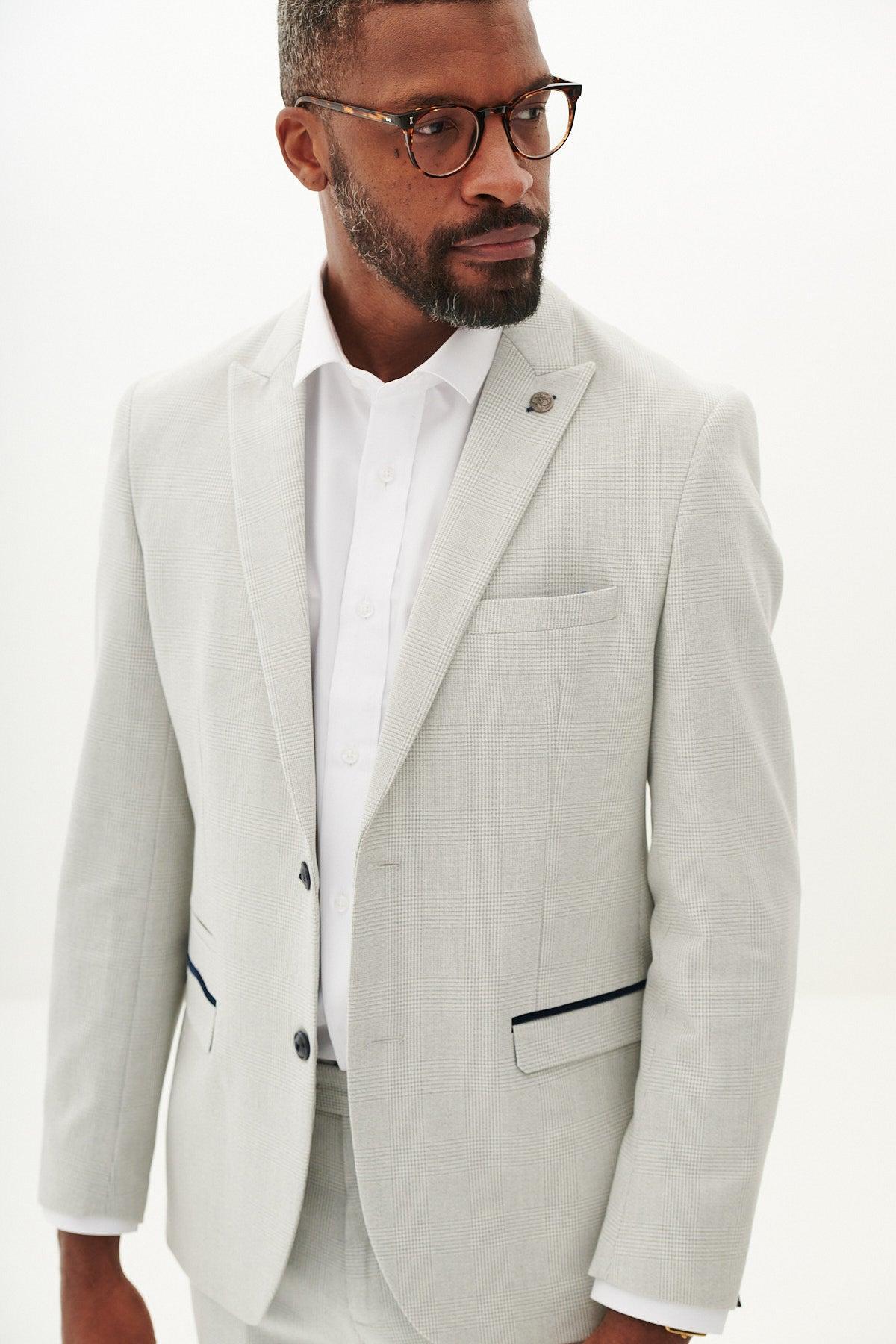 BROMLEY - Stone Check Two Piece Suit