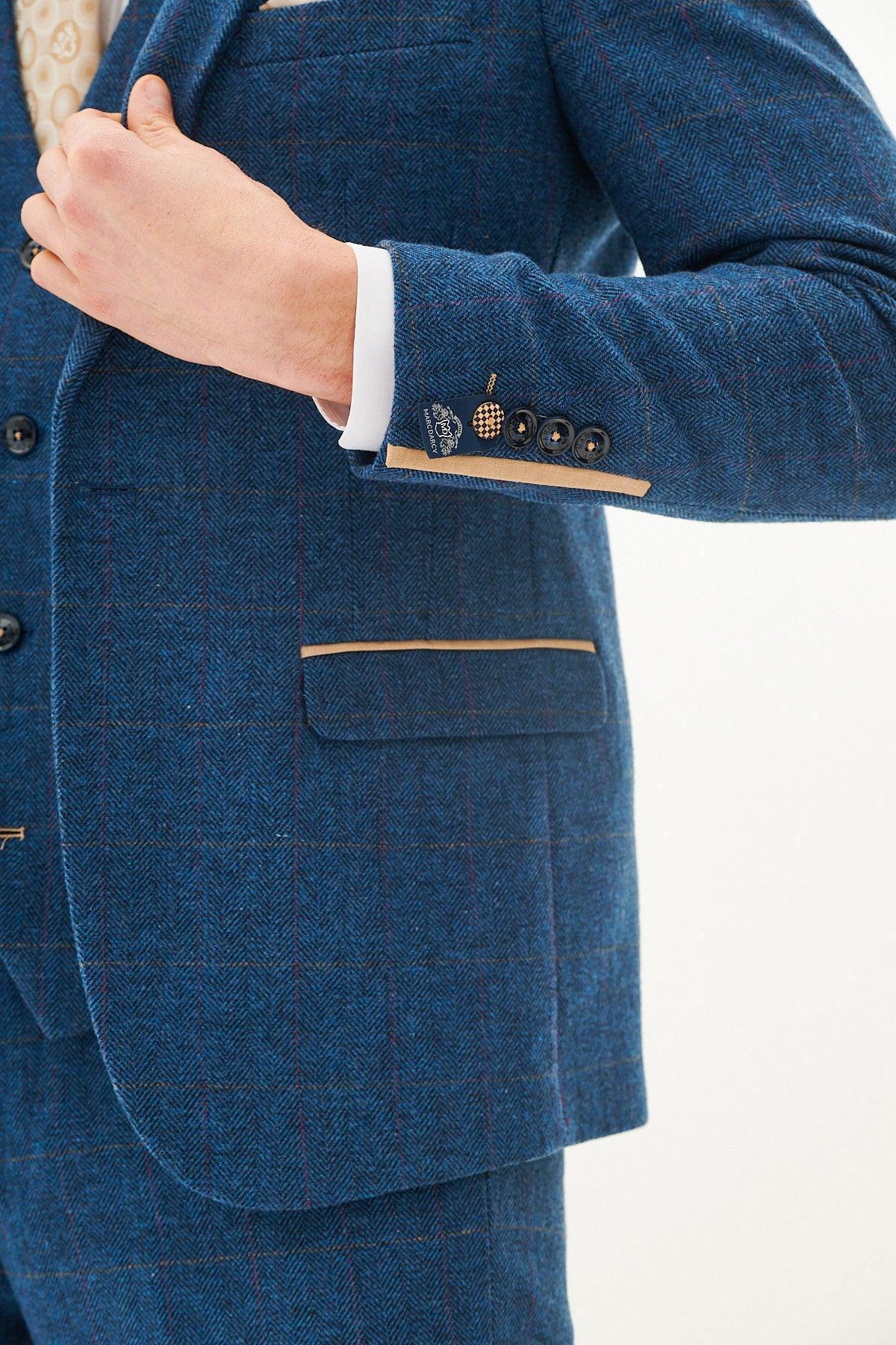 DION - Blue Tweed Check Blazer – Marc Darcy