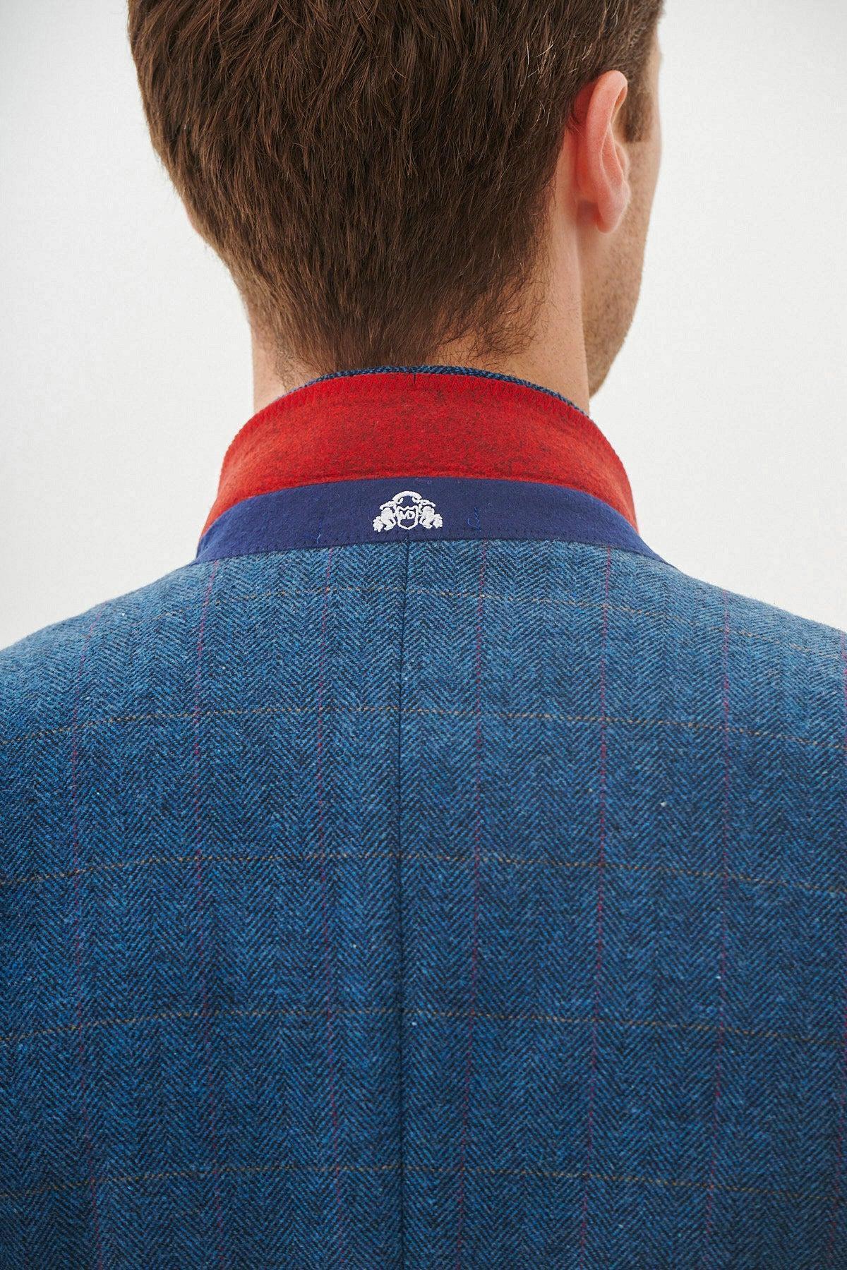 DION - Blue Tweed Check Three Piece Suit