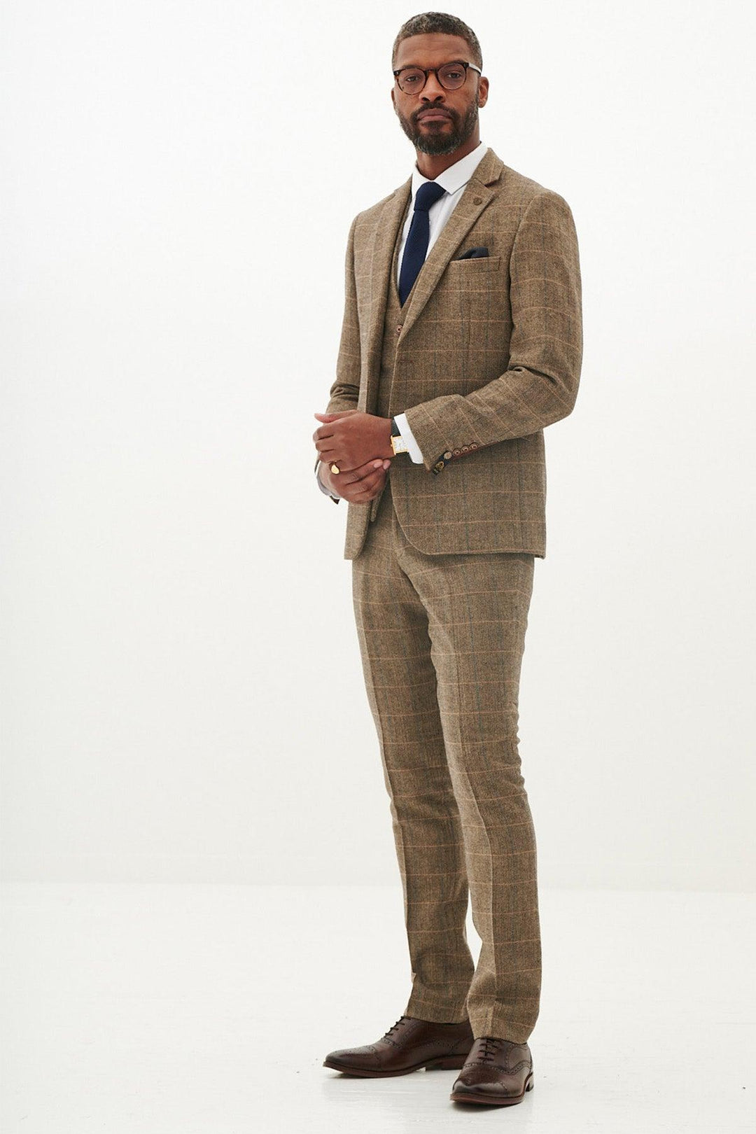 TED - Tan Tweed Check Three Piece Suit