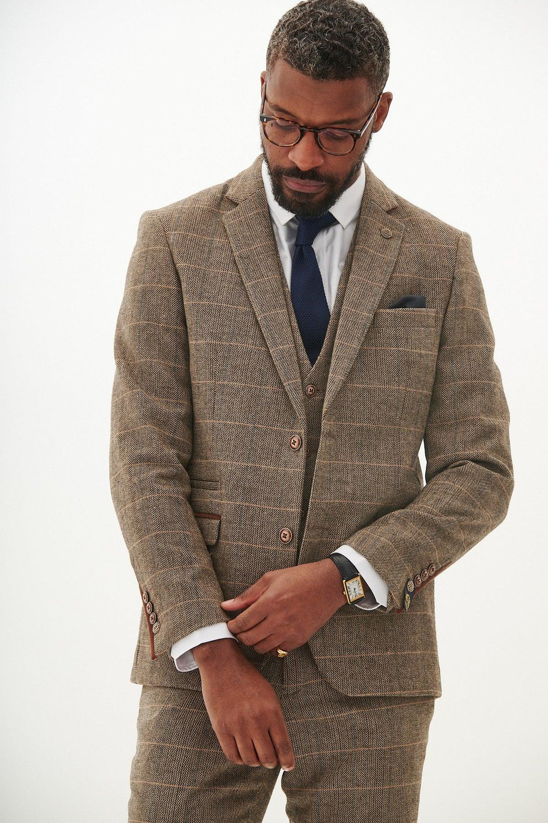 TED - Tan Tweed Check Three Piece Suit