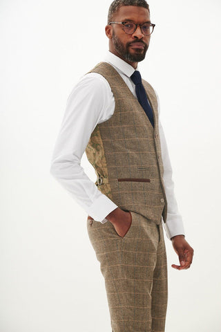 TED - Tan Tweed Check Waistcoat