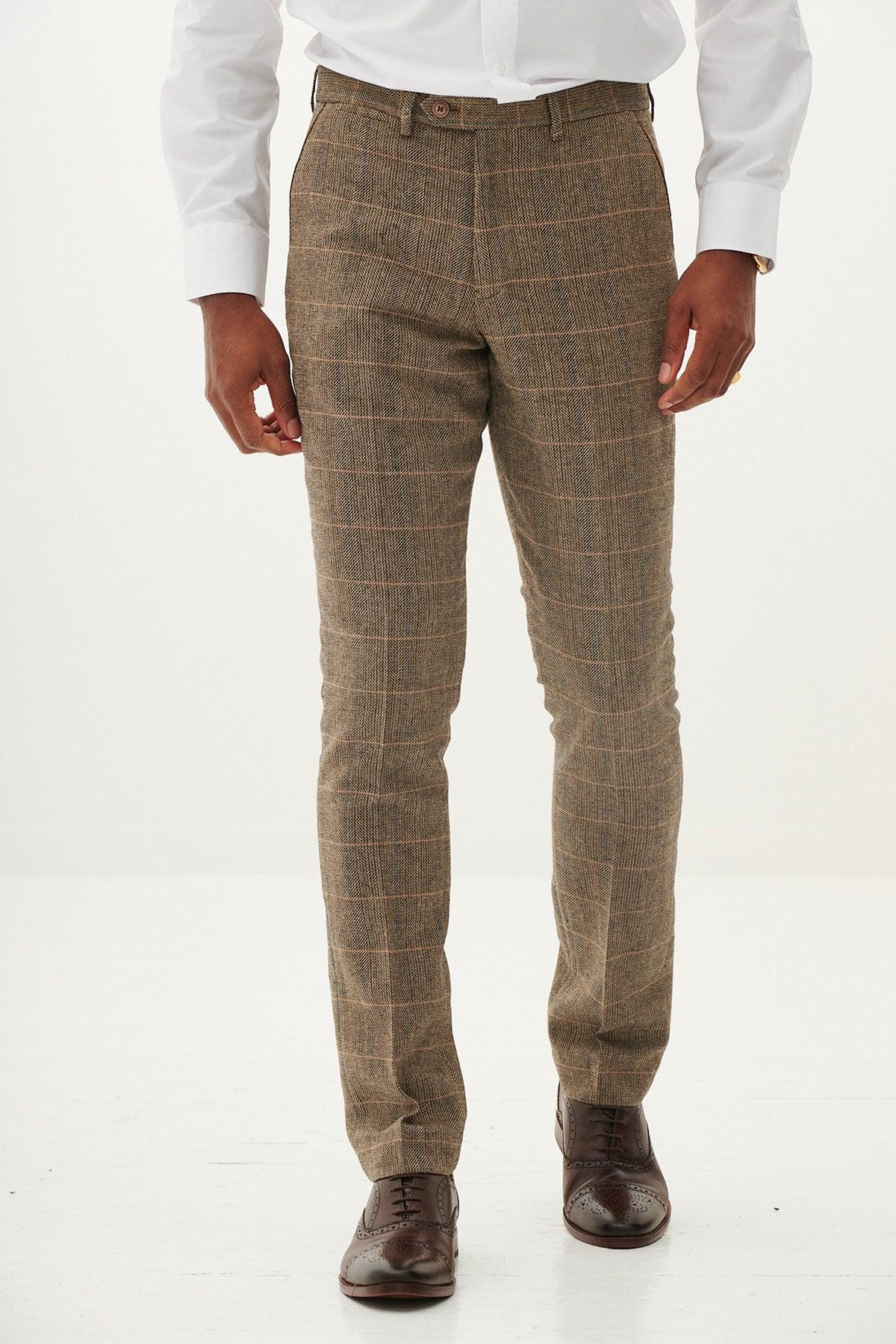 TED - Tan Tweed Check Three Piece Suit