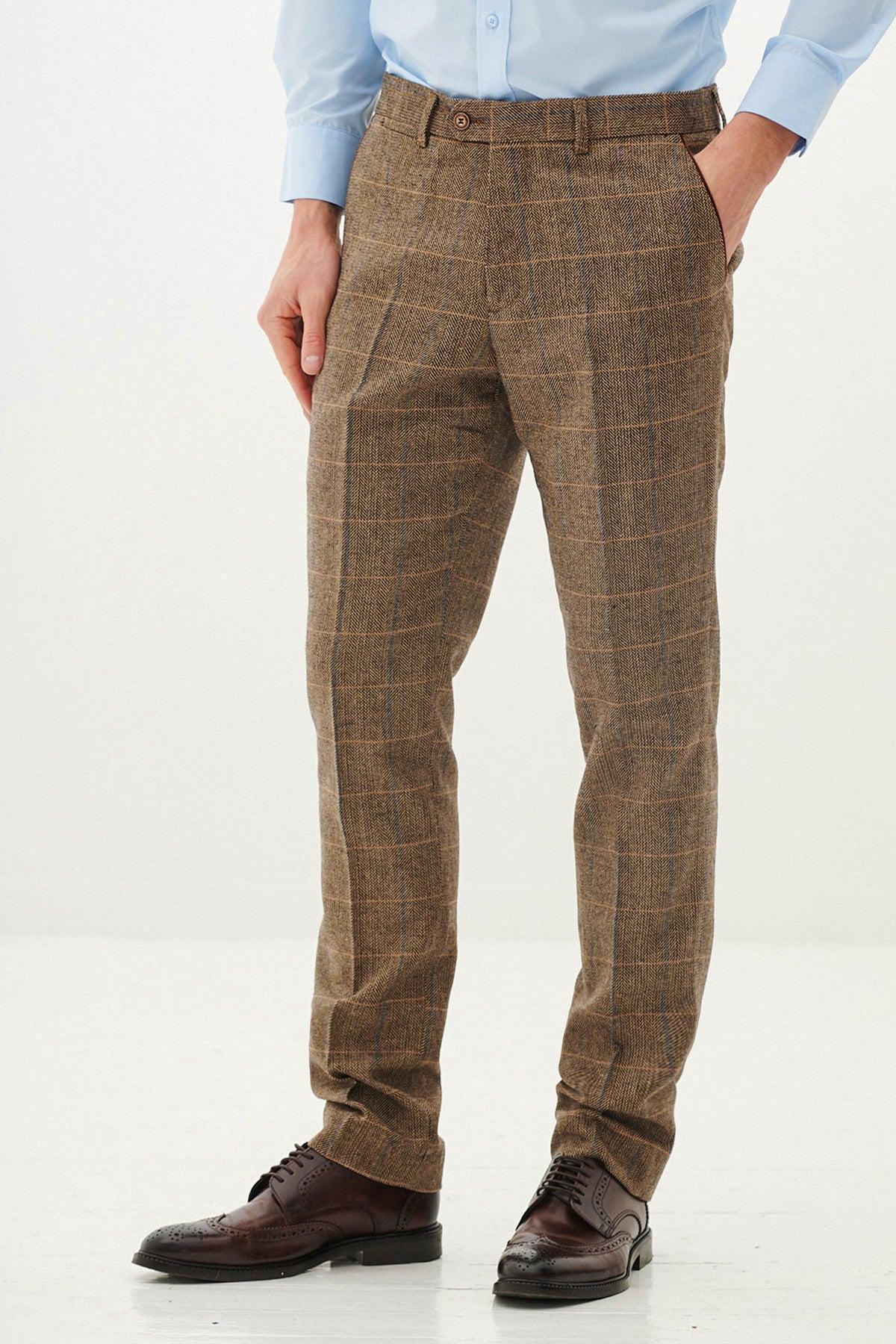 DX7 - Tan Tweed Check Three Piece Suit