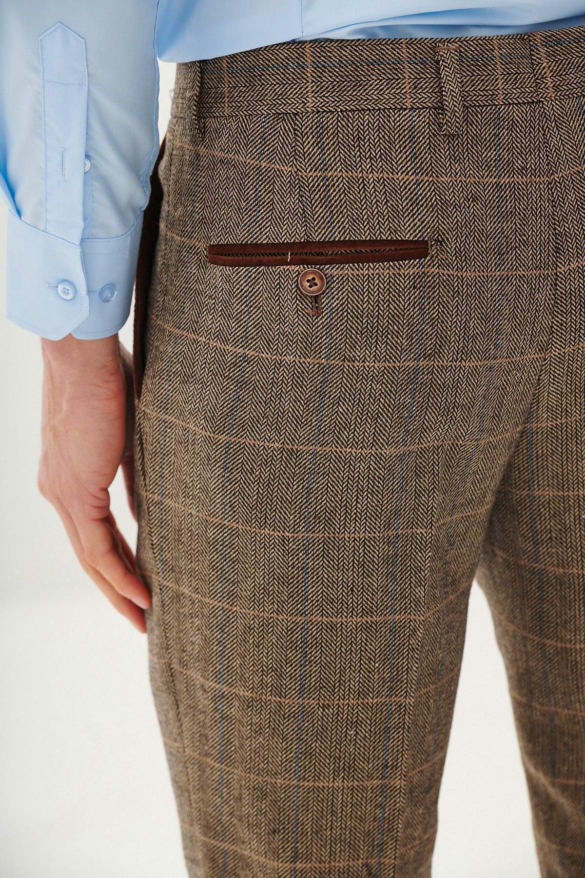 DX7 - Tan Tweed Check Three Piece Suit