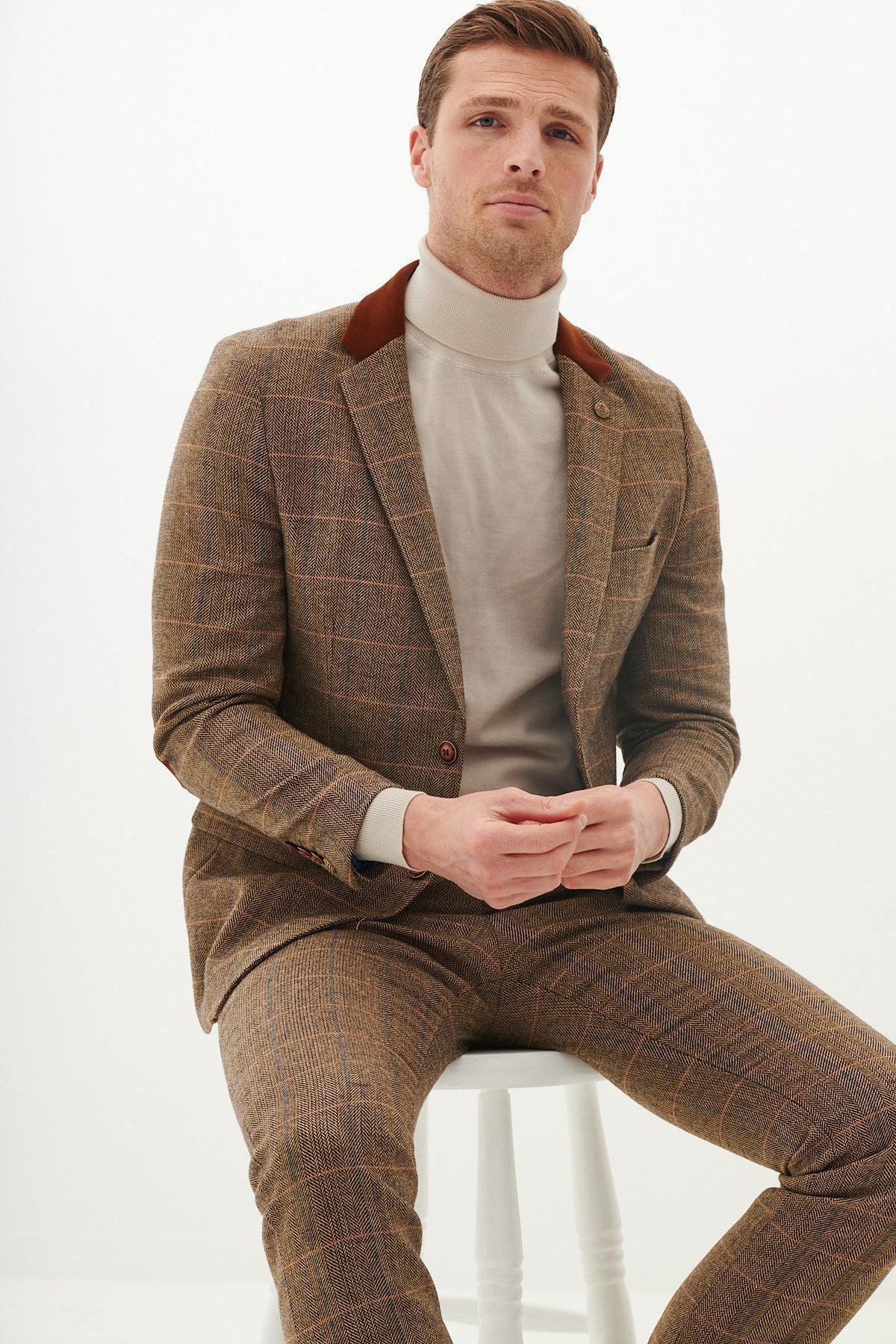 DX7 - Tan Tweed Check Blazer