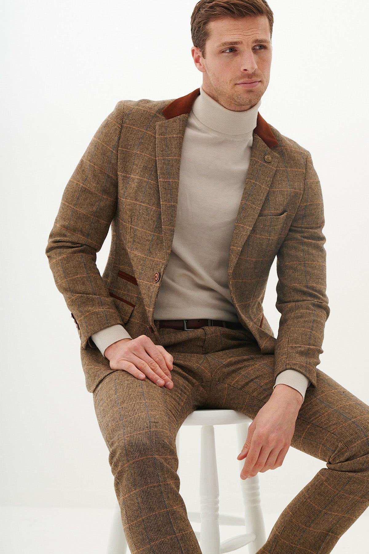 DX7 - Tan Tweed Check Blazer